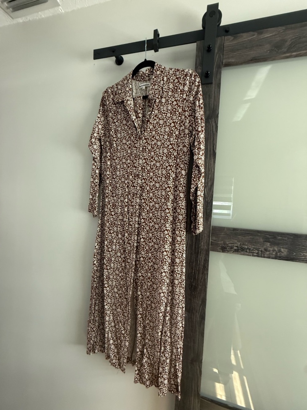 Reformation Brown Floral Long Sleeve Maxi Dress